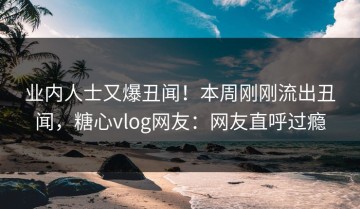 业内人士又爆丑闻！本周刚刚流出丑闻，糖心vlog网友：网友直呼过瘾