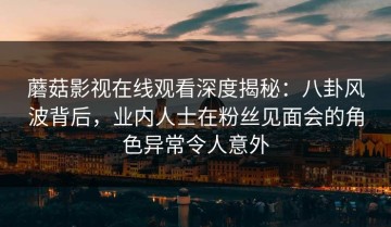 蘑菇影视在线观看深度揭秘：八卦风波背后，业内人士在粉丝见面会的角色异常令人意外