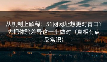 从机制上解释：51网网址想更对胃口？先把体验差异这一步做对（真相有点反常识）