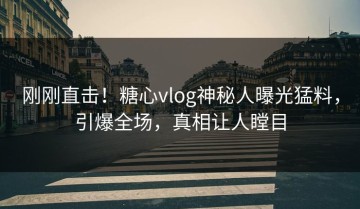 刚刚直击！糖心vlog神秘人曝光猛料，引爆全场，真相让人瞠目