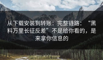 从下载安装到转账：完整链路：“黑料万里长征反差”不是给你看的，是来拿你信息的