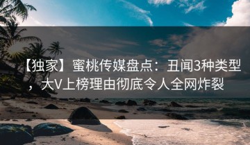 【独家】蜜桃传媒盘点：丑闻3种类型，大V上榜理由彻底令人全网炸裂