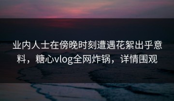 业内人士在傍晚时刻遭遇花絮出乎意料，糖心vlog全网炸锅，详情围观
