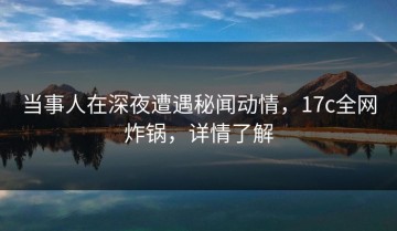 当事人在深夜遭遇秘闻动情，17c全网炸锅，详情了解