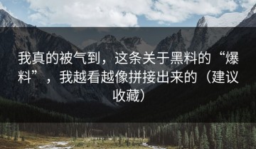 我真的被气到，这条关于黑料的“爆料”，我越看越像拼接出来的（建议收藏）