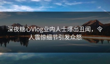 深夜糖心Vlog业内人士爆出丑闻，令人震惊细节引发众怒