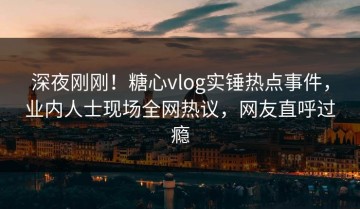 深夜刚刚！糖心vlog实锤热点事件，业内人士现场全网热议，网友直呼过瘾