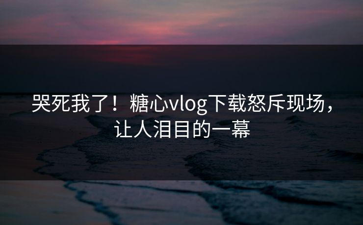 哭死我了！糖心vlog下载怒斥现场，让人泪目的一幕