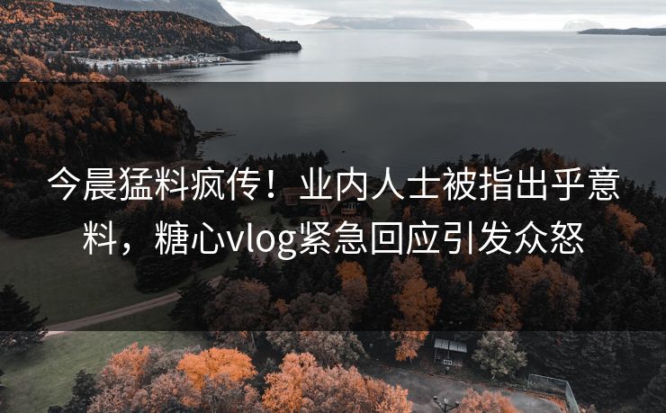 今晨猛料疯传！业内人士被指出乎意料，糖心vlog紧急回应引发众怒