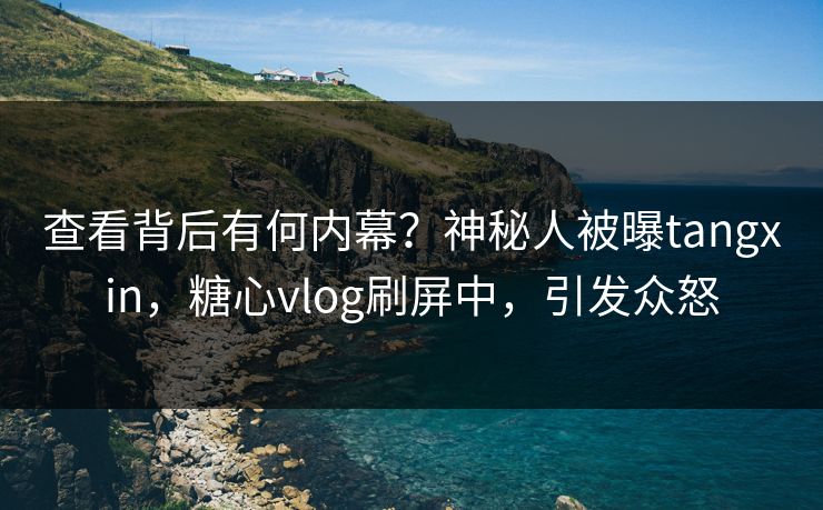 查看背后有何内幕？神秘人被曝tangxin，糖心vlog刷屏中，引发众怒
