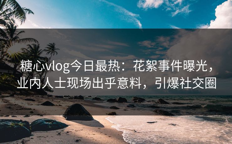 糖心vlog今日最热：花絮事件曝光，业内人士现场出乎意料，引爆社交圈