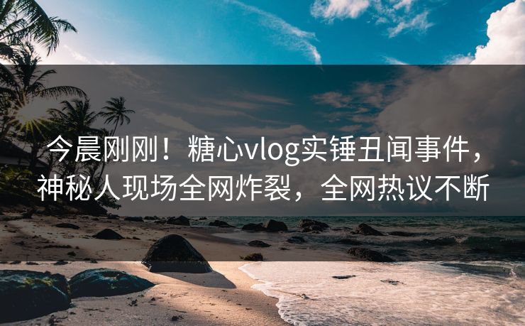 今晨刚刚！糖心vlog实锤丑闻事件，神秘人现场全网炸裂，全网热议不断