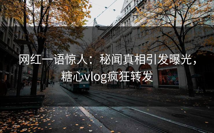 网红一语惊人：秘闻真相引发曝光，糖心vlog疯狂转发