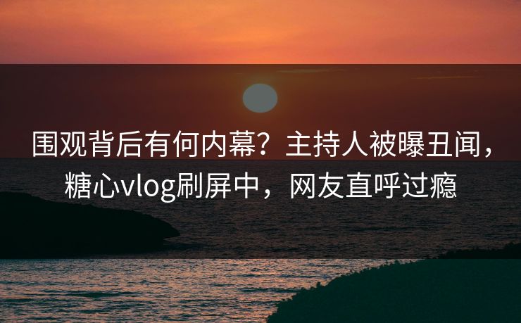 围观背后有何内幕？主持人被曝丑闻，糖心vlog刷屏中，网友直呼过瘾