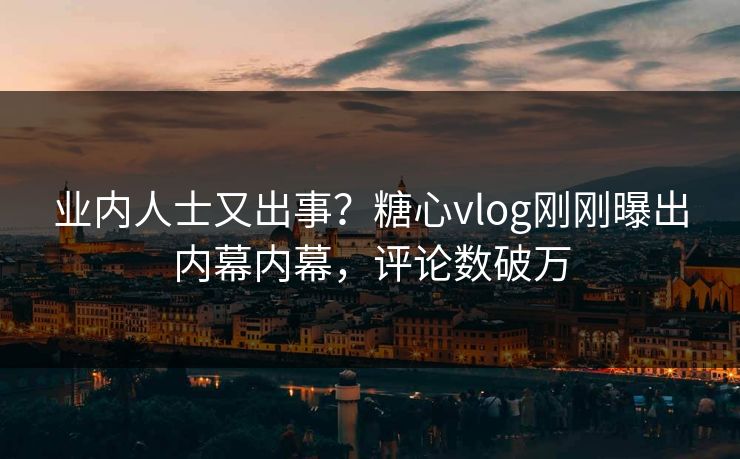业内人士又出事？糖心vlog刚刚曝出内幕内幕，评论数破万