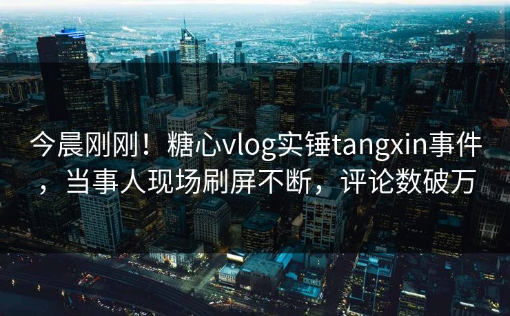 今晨刚刚！糖心vlog实锤tangxin事件，当事人现场刷屏不断，评论数破万