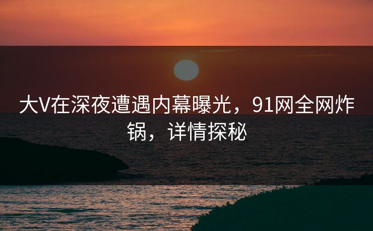 大V在深夜遭遇内幕曝光，91网全网炸锅，详情探秘