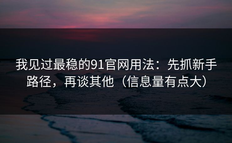 我见过最稳的91官网用法：先抓新手路径，再谈其他（信息量有点大）